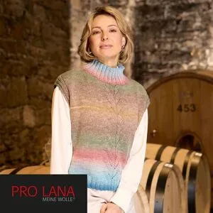 Strickanleitung ? Pullunder mit Ajoumusterbordüre aus Pro Lana 1-2-3 Ideen Merino