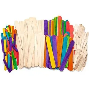 Holz-Stäbchen-Set, 2 Größen, natur und bunt, 200 Stück