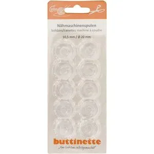 buttinette Nähmaschinenspulen für Horizontalgreifer, 20 mm Ø, Höhe: 10,5 mm, Inhalt: 10 Stück
