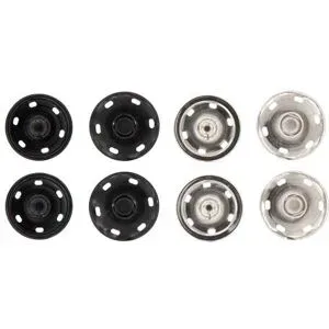 buttinette Druckknöpfe zum Annähen, silber und schwarz, Größe: 30 mm Ø, Inhalt: 4 Stück