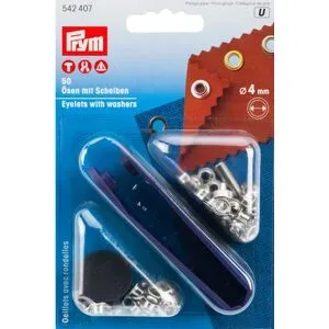 Prym Nähfrei-Ösen mit Scheiben, Größe: 4 mm Ø, Inhalt: 50 Stück