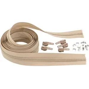 buttinette Endlosreißverschluss im Set, Spirale: 6,5 mm, 2 m, beige
