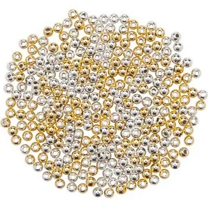Rundperlen, gold und silber, 2 mm Ø, 400 Stück