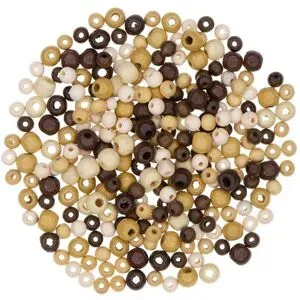 Holzperlenmix, Brauntöne, 6?8 mm Ø, 50 g