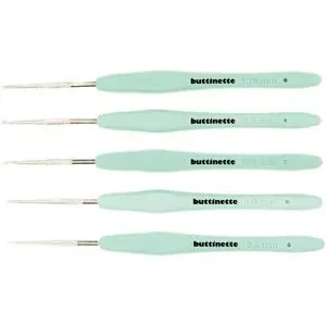 buttinette Garnhäkelnadel-Set, 5 Stück, Stärken: 0,75?1,75 mm
