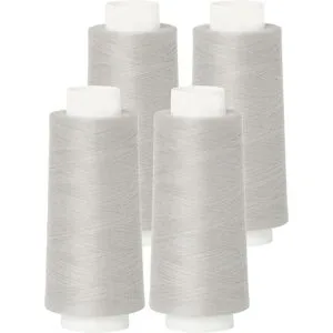 buttinette Overlockgarn im 4er-Pack, Stärke 120, 2500m-Spule, silber