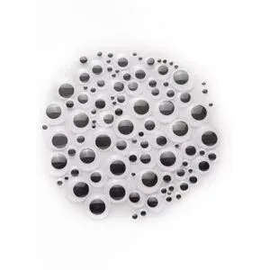 Wackelaugen, selbstklebend, schwarz-weiß, 5?20 mm Ø, 100 Stück