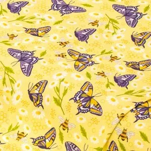 Baumwollstoff Schmetterlinge & Bienen 