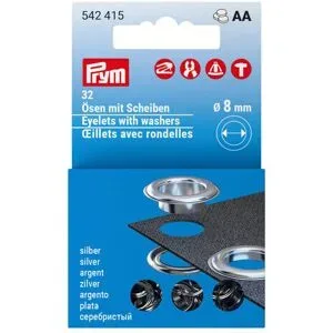 Prym Nähfrei-Ösen mit Scheiben, Größe: 8 mm Ø, Inhalt: 32 Stück