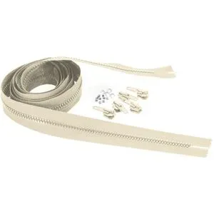 buttinette Endlosreißverschluss im Set, Krampe: 5,8 mm, 2 m, beige