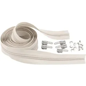 buttinette Endlosreißverschluss im Set, Spirale: 6,5 mm, 2 m, greige