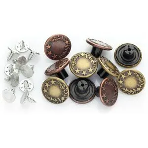 buttinette Jeansknöpfe, altbronze/altkupfer, Größe: 17 mm Ø, Inhalt: 20 Stück