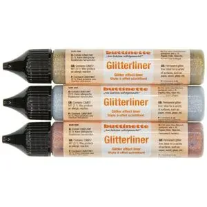 buttinette Glitterliner, gold-silber-kupfer, 3x 28 ml