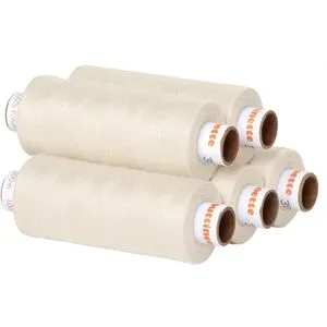 buttinette Universal-Nähgarn, Stärke: 100, 5er-Pack, natur