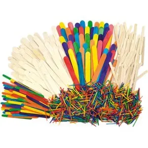 Holz-Stäbchen, natur und bunt, 1.200 Teile