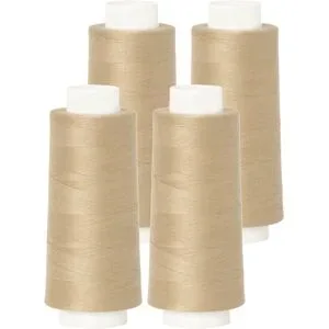 buttinette Overlockgarn im 4er-Pack, Stärke 120, 2500m-Spule, beige