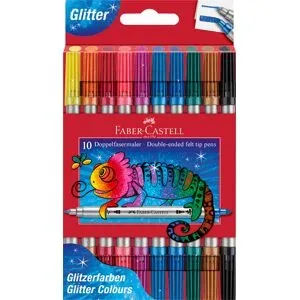Glitzer-Doppelfilzstifte, 10 Stifte, 2 verschiedene Spitzen