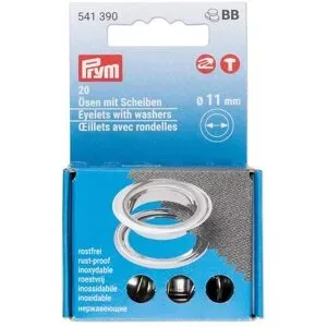 Prym Nähfrei-Ösen mit Scheiben, Größe: 11 mm Ø, Inhalt: 20 Stück