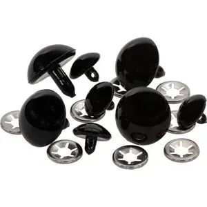 Tieraugen, schwarz, 16 + 24 mm, 8 Stück