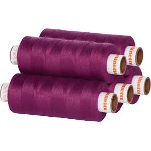 buttinette Universal-Nähgarn, Stärke: 100, 5er-Pack, beere