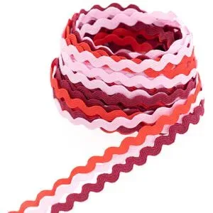 Zackenlitzenpaket, rot-rosa, 7 mm, 3x 3 m