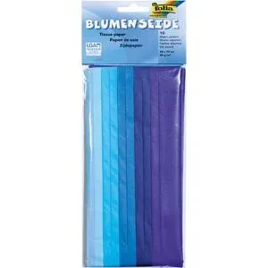 folia Blumenseide, Blautöne, 50 x 70 cm, 10 Bogen