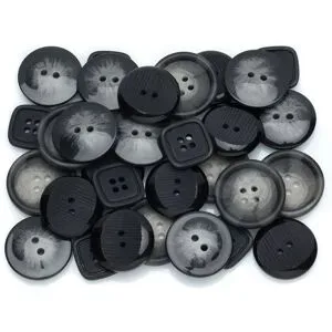 buttinette Standardknöpfe, schwarz/grau, 17?20 mm, Inhalt: 32 Stück