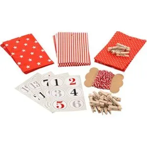 Adventskalender, rot-weiß
