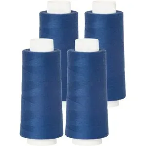 buttinette Overlockgarn im 4er-Pack, Stärke 120, 2500m-Spule, jeansblau