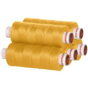 buttinette Universal-Nähgarn, Stärke: 100, 5er-Pack, dunkelgelb