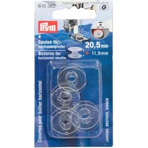 Prym Nähmaschinenspulen für Horizontalgreifer, 20,5 mm Ø, Höhe: 11,5 mm, Inhalt: 4 Stück