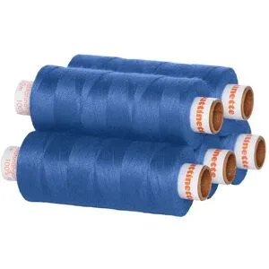 buttinette Universal-Nähgarn, Stärke: 100, 5er-Pack, blau