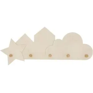 Kindergarderobe mit 5 Haken aus Holz, 50 x 18 cm