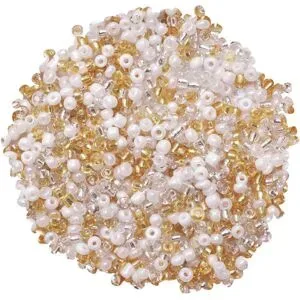 Rocailles-Perlen, gold-silber-weiß, 2,5 mm Ø, 100 g