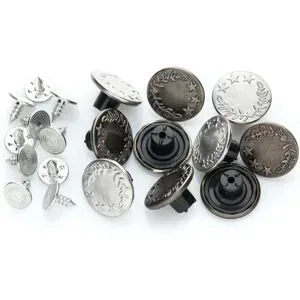 buttinette Jeansknöpfe, silber/altsilber, Größe: 17 mm Ø, Inhalt: 20 Stück