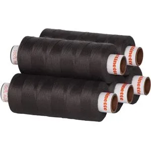 buttinette Universal-Nähgarn, Stärke: 100, 5er-Pack, anthrazit