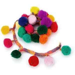 Pompon-Borte, bunt, 45 mm, 2 m