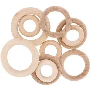 Buchenholzringe-Set, 10 Stück, 40, 56, 70 mm
