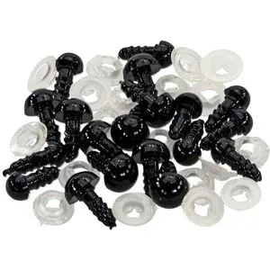 Tieraugen, schwarz, 10 + 12 mm, 20 Stück