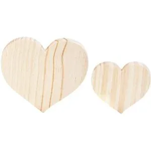 Herzen aus Holz, 11 cm und 16,5 cm, 2 Stück