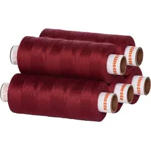 buttinette Universal-Nähgarn, Stärke: 100, 5er-Pack, weinrot