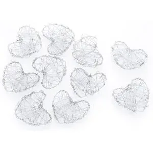 Draht-Herzen, silber, 4 cm, 10 Stück