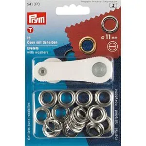 Prym Nähfrei-Ösen mit Scheiben, Größe: 11 mm Ø, Inhalt: 15 Stück