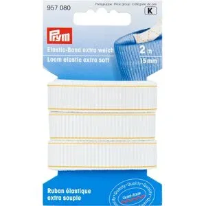 Prym Gold-Zack Gummiband, extra weich, Breite: 15 mm, Länge: 2 m