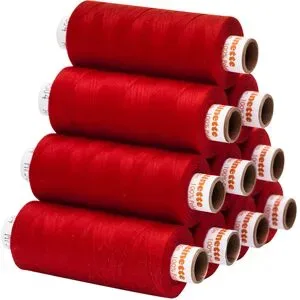 buttinette Universal-Nähgarn, Stärke: 100, 10er-Pack, rot