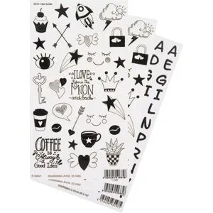 Porzellansticker Motive + Buchstaben, schwarz, 3 Bogen