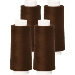 buttinette Overlockgarn im 4er-Pack, Stärke 120, 2500m-Spule, braun