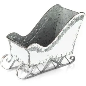 Metall-Schlitten, weiß-silber, 33 x 15 cm
