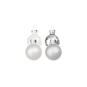 Weihnachtskugeln aus Glas, weiß, silber, 2 cm Ø, 25 Stück