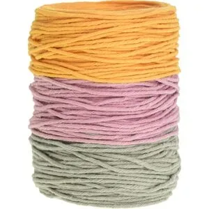 Baumwollkordelpaket, grün-rosa-gelb, 2 mm, 3x 15 m